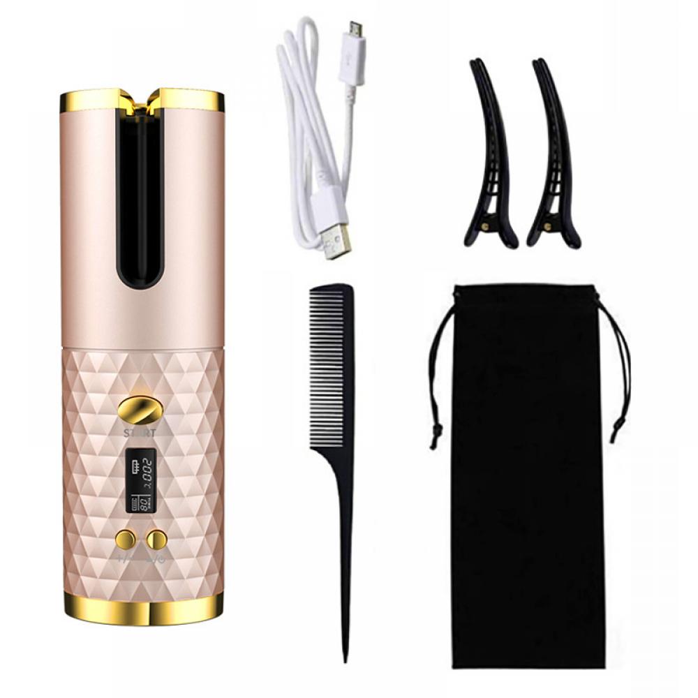 Cordless Automatic Rotating Hair Curler Rose Gold